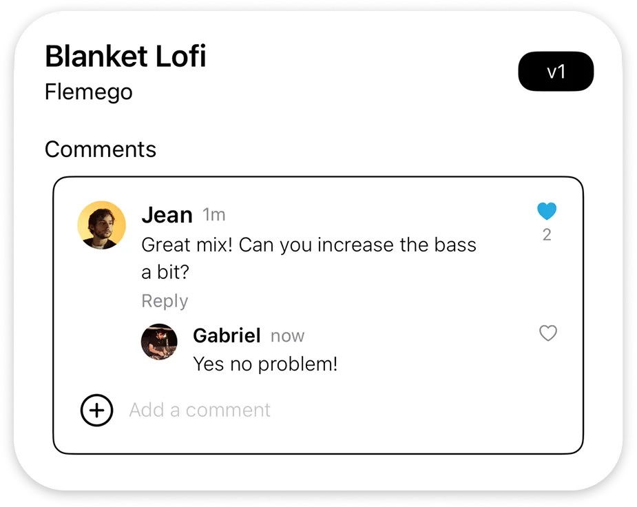 Commentaires. Blanket Lofi par Flemego. Jean : Super mix ! Tu peux monter un peu la basse ? Gabriel : Oui pas de souci !