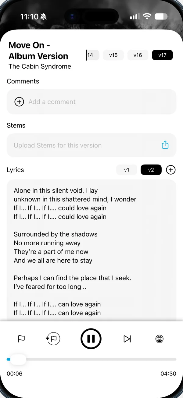 Éditeur de paroles de Move On, Album Version